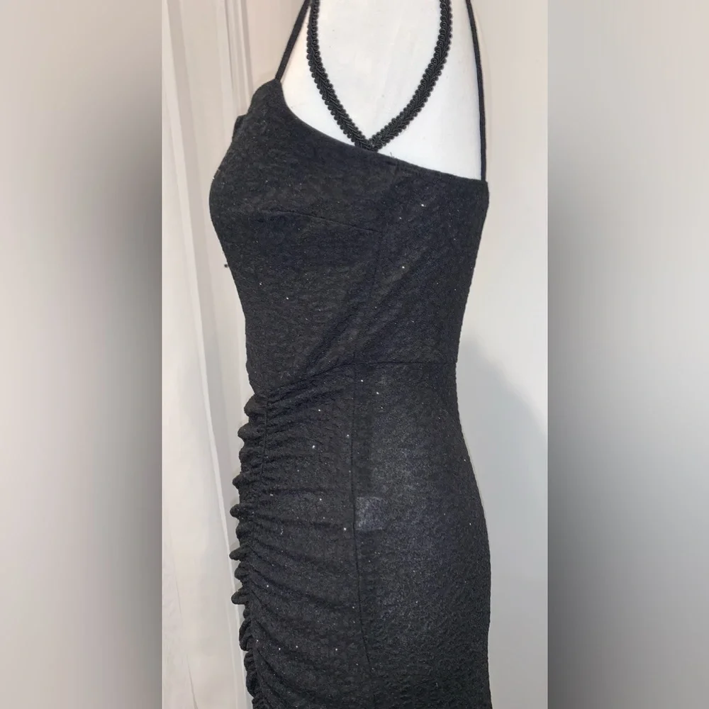 WINDSOR sparkle black vneck high cut formal prom dress size medium large 10 - Picture 7 of 13